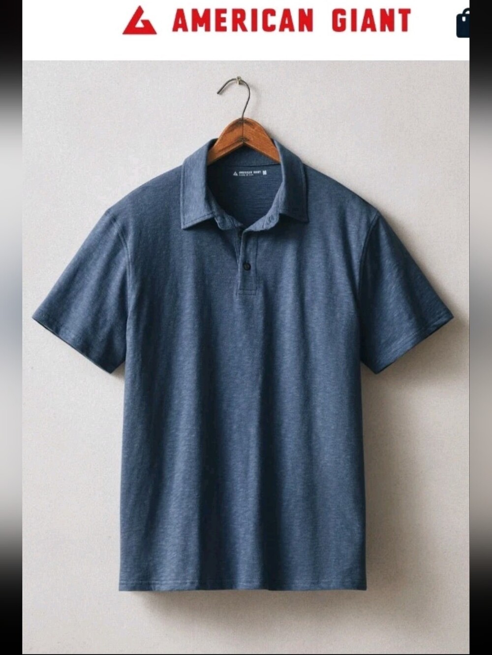 American Giant Men's Polo Shirt Size Small Blue 100% Cotton Preppy NWOT